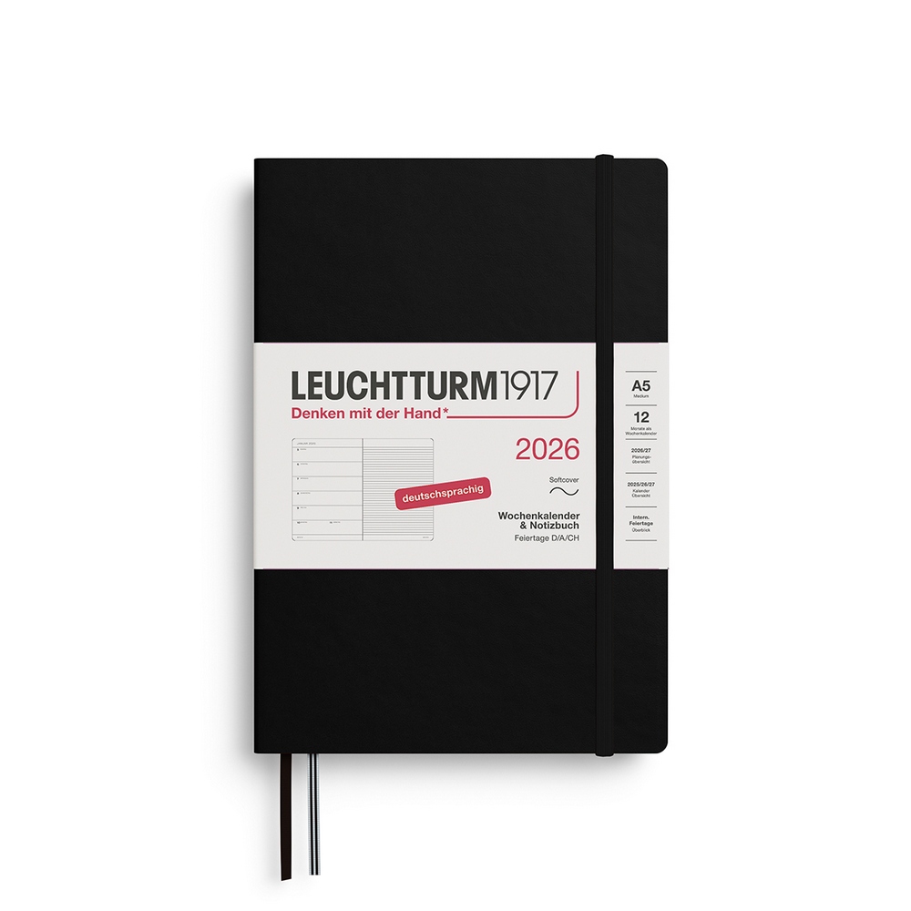 Leuchtturm1917 Kalender & Notizbuch 1 Woche auf 1 Seite 2026 Medium A5 Softcover Schwarz, liniert Leuchtturm1917 Kalender & Notizbuch 1 Woche auf 1 Seite 2026 Medium A5 Softcover Schwarz, liniert von Leuchtturm1917