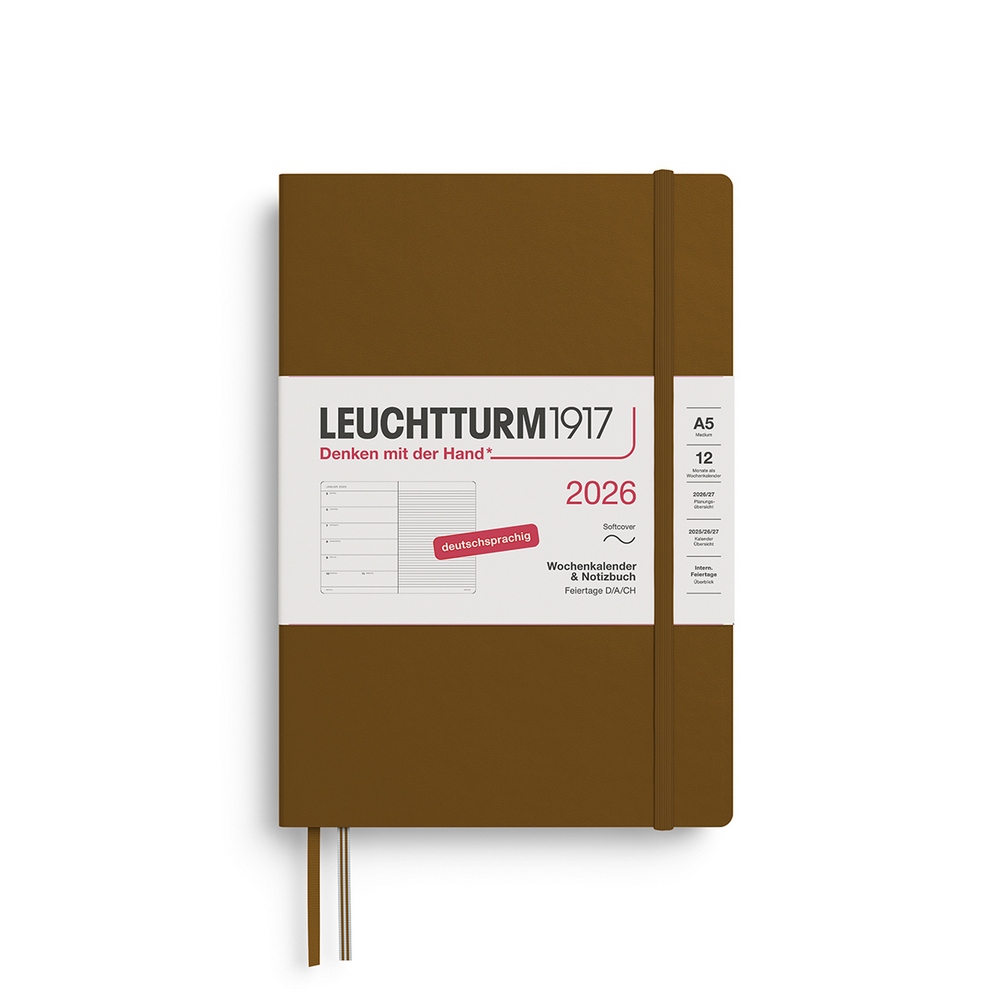 Leuchtturm1917 Kalender & Notizbuch 1 Woche auf 1 Seite 2026 Medium A5 Softcover Spice Brown, liniert Leuchtturm1917 Kalender & Notizbuch 1 Woche auf 1 Seite 2026 Medium A5 Softcover Spice Brown, liniert von Leuchtturm1917