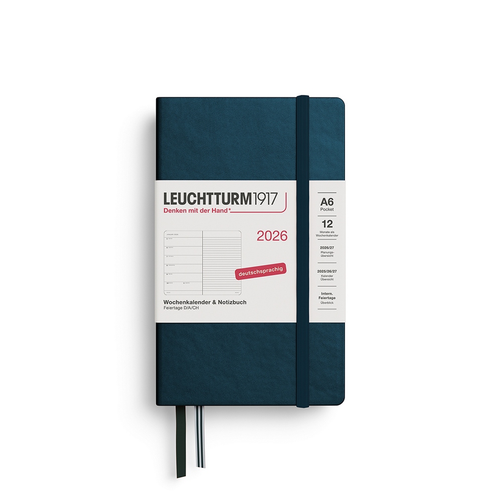 Leuchtturm1917 Kalender & Notizbuch 1 Woche auf 1 Seite 2026 Pocket A6 Hardcover Deep Sea, liniert Leuchtturm1917 Kalender & Notizbuch 1 Woche auf 1 Seite 2026 Pocket A6 Hardcover Deep Sea, liniert von Leuchtturm1917