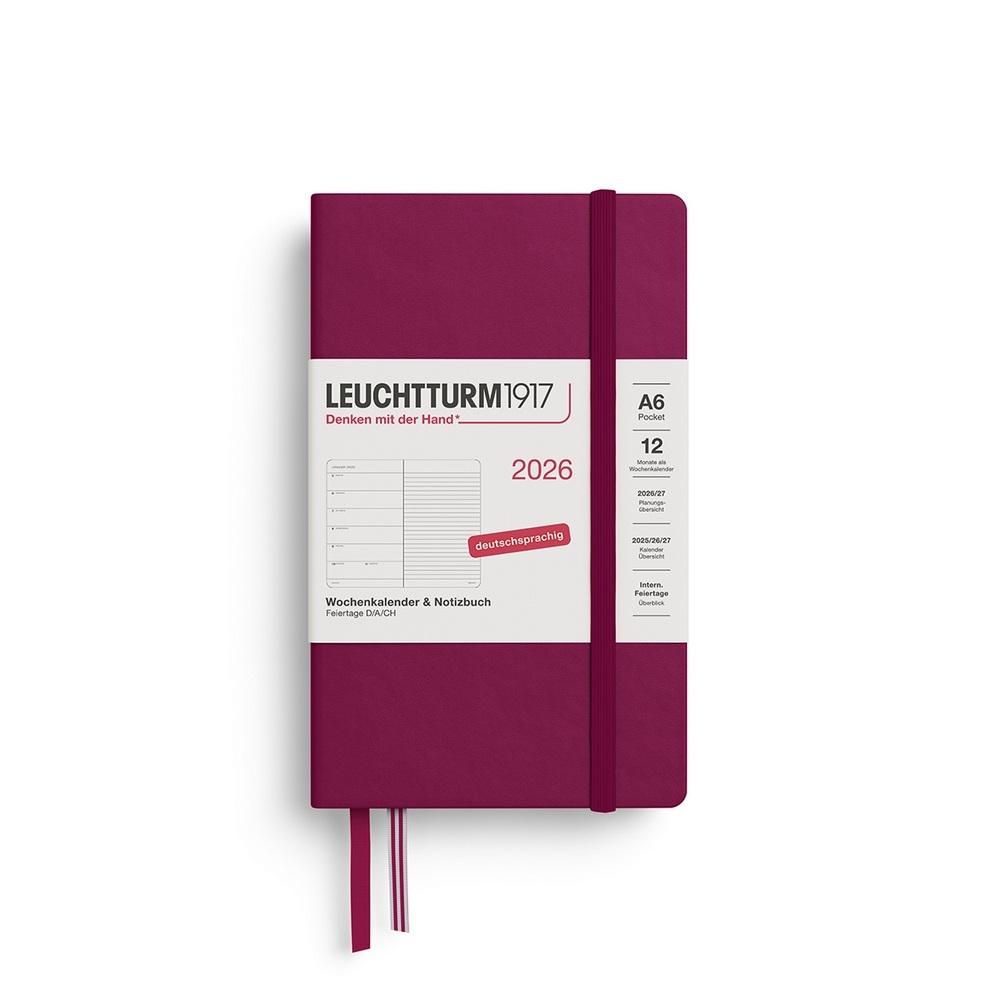 Leuchtturm1917 Kalender & Notizbuch 1 Woche auf 1 Seite 2026 Pocket A6 Hardcover Port Red, liniert Leuchtturm1917 Kalender & Notizbuch 1 Woche auf 1 Seite 2026 Pocket A6 Hardcover Port Red, liniert von Leuchtturm1917