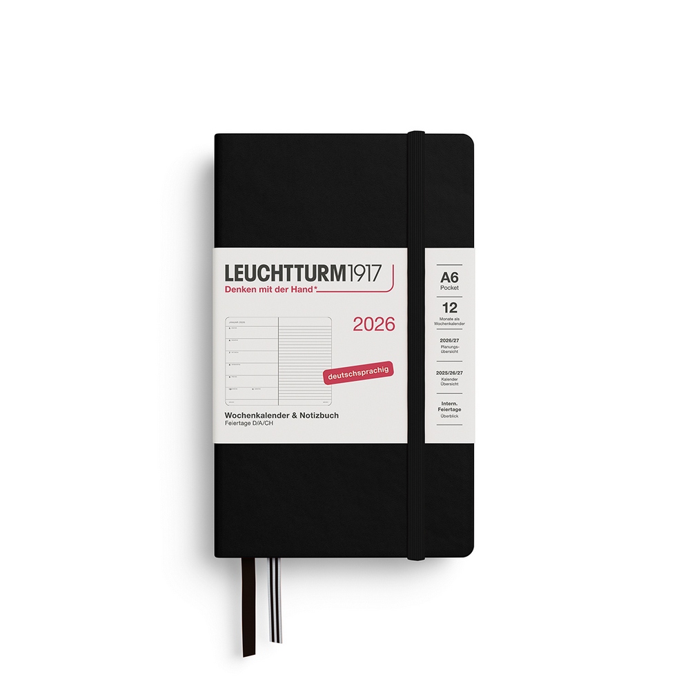 Leuchtturm1917 Kalender & Notizbuch 1 Woche auf 1 Seite 2026 Pocket A6 Hardcover Schwarz, liniert Leuchtturm1917 Kalender & Notizbuch 1 Woche auf 1 Seite 2026 Pocket A6 Hardcover Schwarz, liniert von Leuchtturm1917