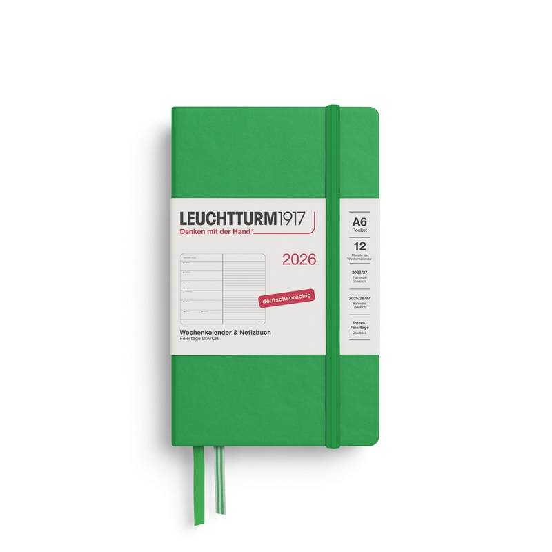 Leuchtturm1917 Kalender & Notizbuch 1 Woche auf 1 Seite 2026 Pocket A6 Hardcover Spring Leaf, liniert von Leuchtturm1917