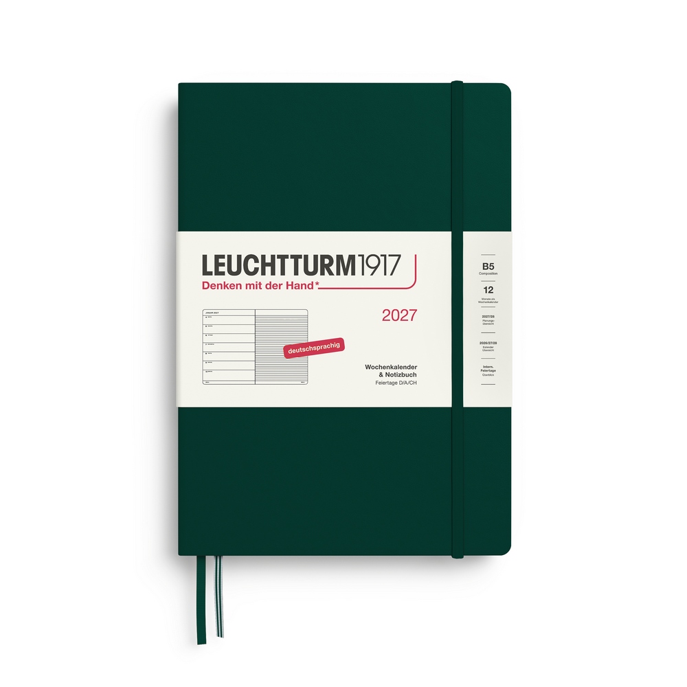 Leuchtturm1917 Kalender & Notizbuch 1 Woche auf 1 Seite 2027 Composition B5 Hardcover Forest Green, liniert Leuchtturm1917 Kalender & Notizbuch 1 Woche auf 1 Seite 2027 Composition B5 Hardcover Forest Green, liniert von Leuchtturm1917