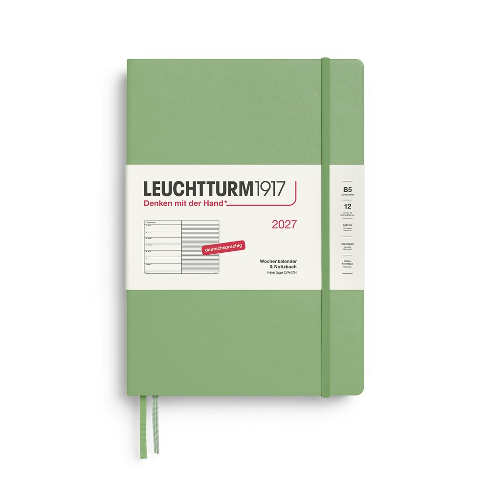 Leuchtturm1917 Kalender & Notizbuch 1 Woche auf 1 Seite 2027 Composition B5 Hardcover Salbei, liniert Leuchtturm1917 Kalender & Notizbuch 1 Woche auf 1 Seite 2027 Composition B5 Hardcover Salbei, liniert von Leuchtturm1917