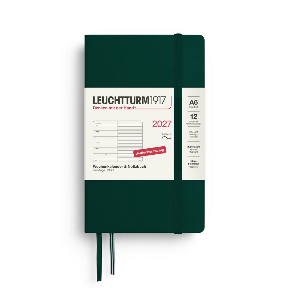 Leuchtturm1917 Kalender & Notizbuch 1 Woche auf 1 Seite 2027 Pocket A6 Softcover Forest Green, liniert Leuchtturm1917 Kalender & Notizbuch 1 Woche auf 1 Seite 2027 Pocket A6 Softcover Forest Green, liniert von Leuchtturm1917