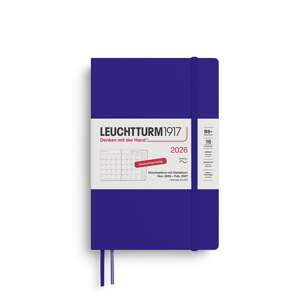 Leuchtturm1917 Monatsplaner & Notizbuch 2026 Paperback B6+ Softcover Ink von Leuchtturm1917