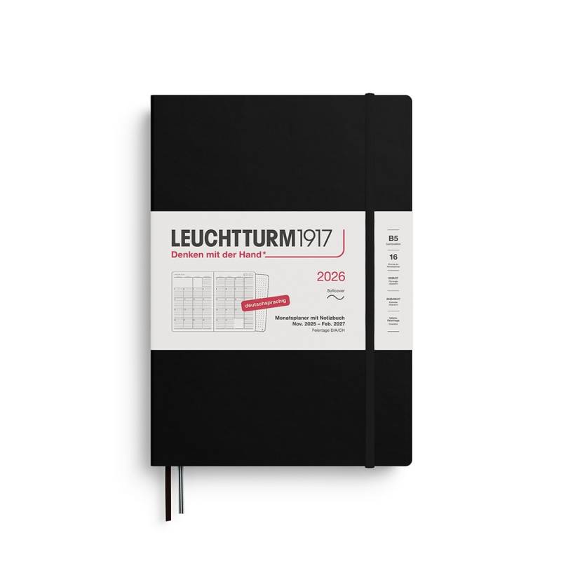 Leuchtturm1917 Monatsplaner & Notizbuch Composition B5 2026 Softcover Schwarz von Leuchtturm1917