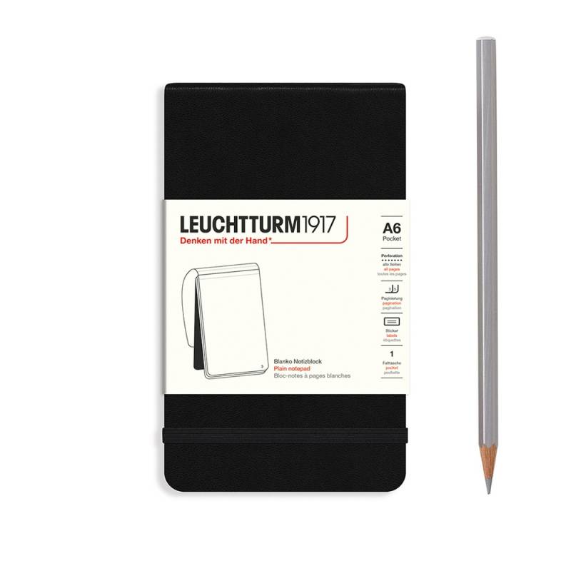 Leuchtturm1917 Notizblock Pocket Hardcover A6 Schwarz Blanko von Leuchtturm1917