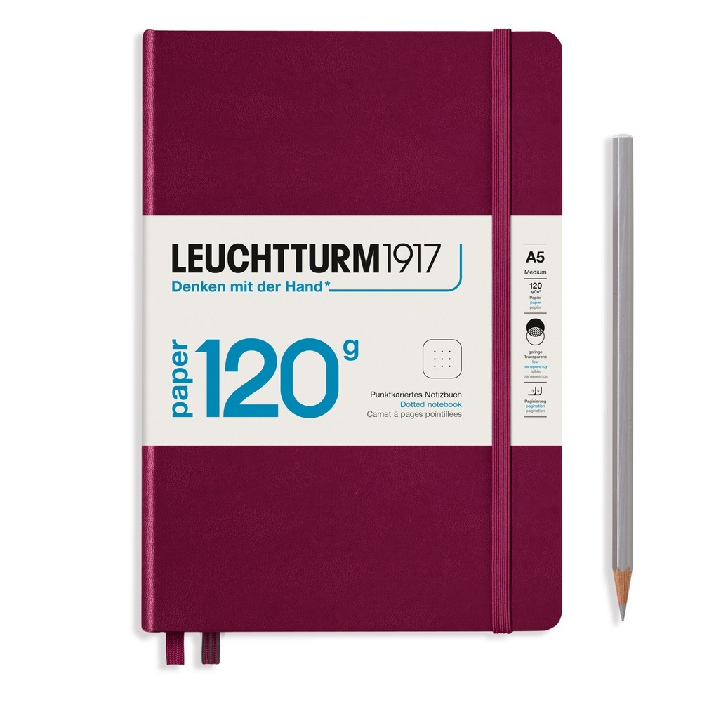 Leuchtturm1917 Notizbuch 120g Medium Hardcover A5 Port Red, punktkariert von Leuchtturm1917