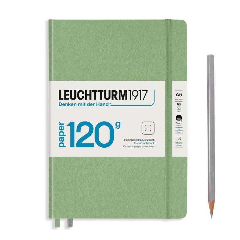 Leuchtturm1917 Notizbuch 120g Medium Hardcover A5 Salbei, punktkariert von Leuchtturm1917