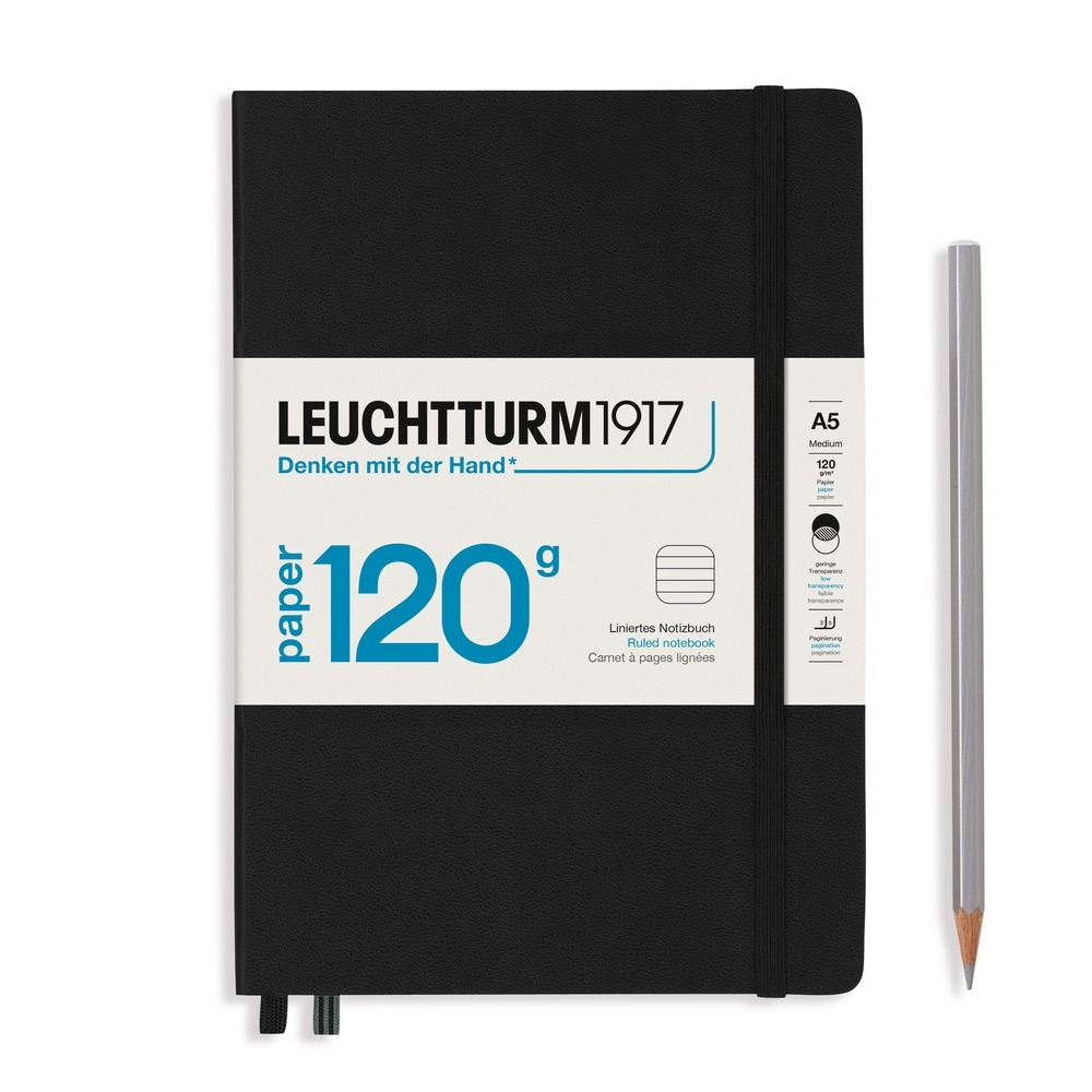 Leuchtturm1917 Notizbuch 120g Medium Hardcover A5 Schwarz, liniert Leuchtturm1917 Notizbuch 120g Medium Hardcover A5 Schwarz, liniert von Leuchtturm1917