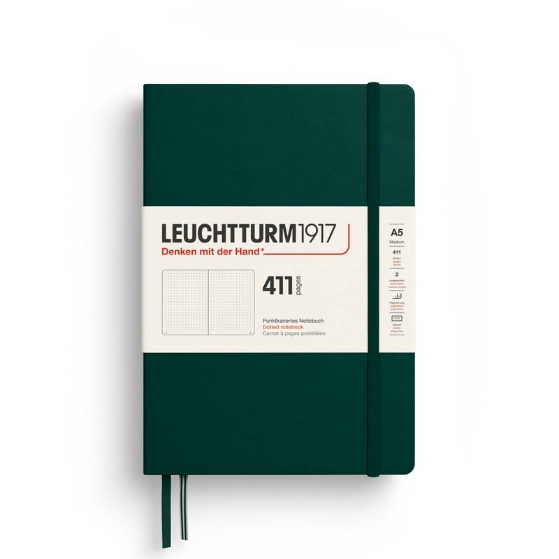 Leuchtturm1917 Notizbuch 411 Medium A5 Hardcover Forest Green Punktkariert von Leuchtturm1917