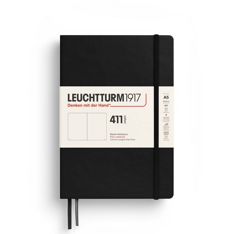 Leuchtturm1917 Notizbuch 411 Medium A5 Hardcover Schwarz Blanko von Leuchtturm1917