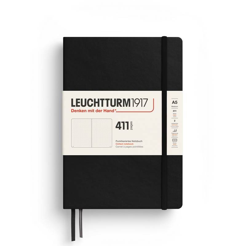 Leuchtturm1917 Notizbuch 411 Medium A5 Hardcover Schwarz Punktkariert von Leuchtturm1917