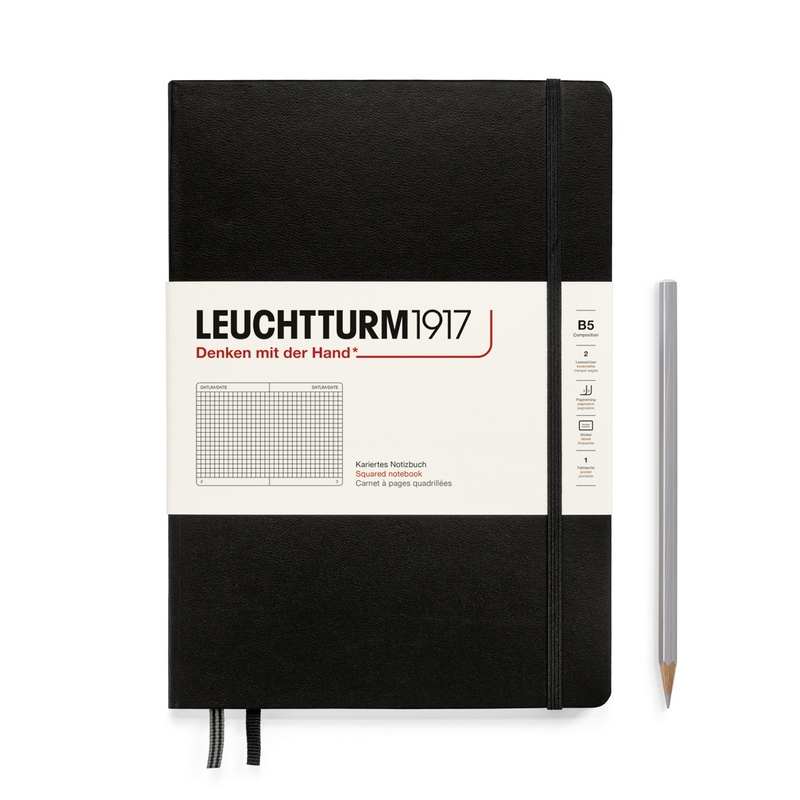 Leuchtturm1917 Notizbuch Composition Hardcover B5 schwarz, karriert von Leuchtturm1917