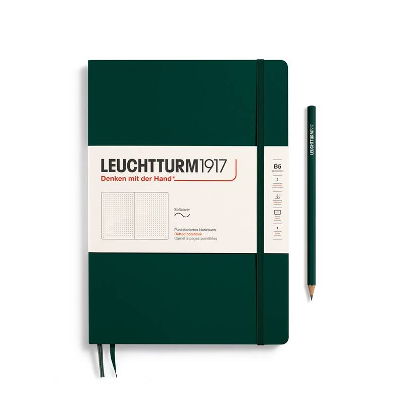 Leuchtturm1917 Notizbuch Composition Softcover B5 Forest Green Punktkariert von Leuchtturm1917
