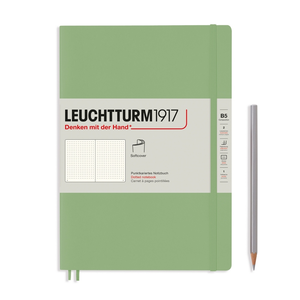 Leuchtturm1917 Notizbuch Composition Softcover B5 Salbei, punktkariert von Leuchtturm1917