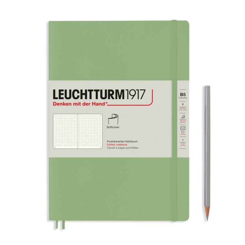 Leuchtturm1917 Notizbuch Composition Softcover B5 Salbei, punktkariert von Leuchtturm1917