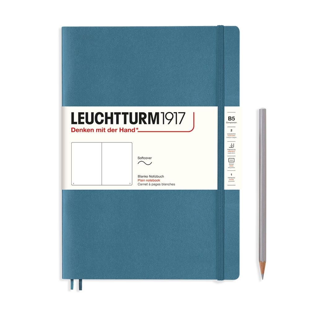 Leuchtturm1917 Notizbuch Composition Softcover B5 Stone Blue, Blanko von Leuchtturm1917