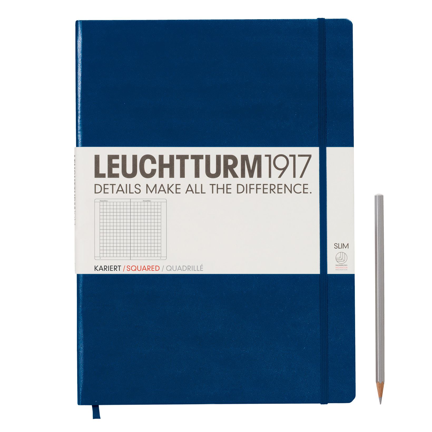 Leuchtturm1917 Notizbuch Master Slim (A4+) Hardcover Marine Kariert von Leuchtturm1917