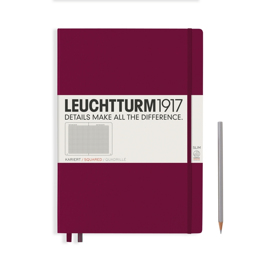 Leuchtturm1917 Notizbuch Master Slim (A4+) Hardcover Port Red, kariert von Leuchtturm1917