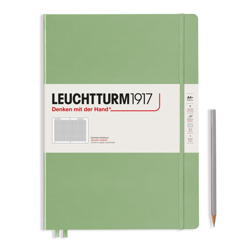 Leuchtturm1917 Notizbuch Master Slim (A4+) Hardcover Salbei Kariert von Leuchtturm1917