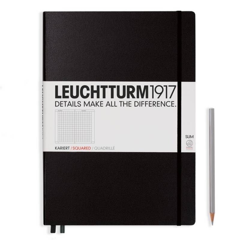 Leuchtturm1917 Notizbuch Master Slim (A4+) Hardcover Schwarz Kariert von Leuchtturm1917