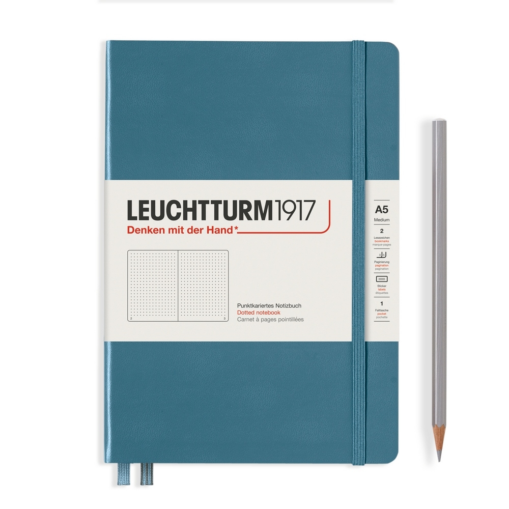 Leuchtturm1917 Notizbuch Medium Hardcover A5 Stone Blue, punktkariert von Leuchtturm1917