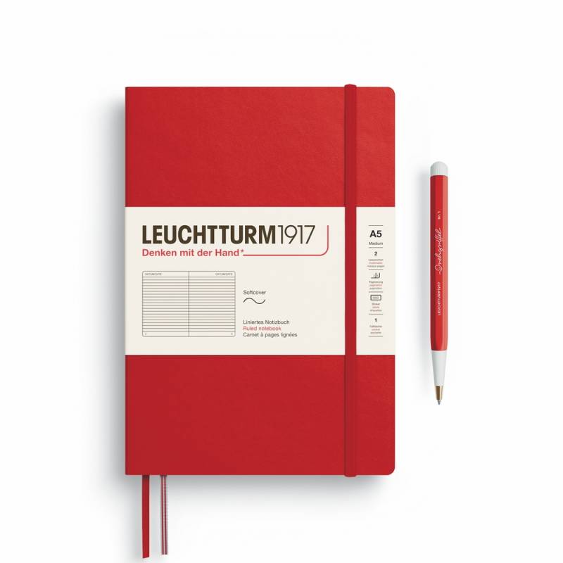 Leuchtturm1917 Notizbuch Medium Softcover A5 Cherry liniert von Leuchtturm1917