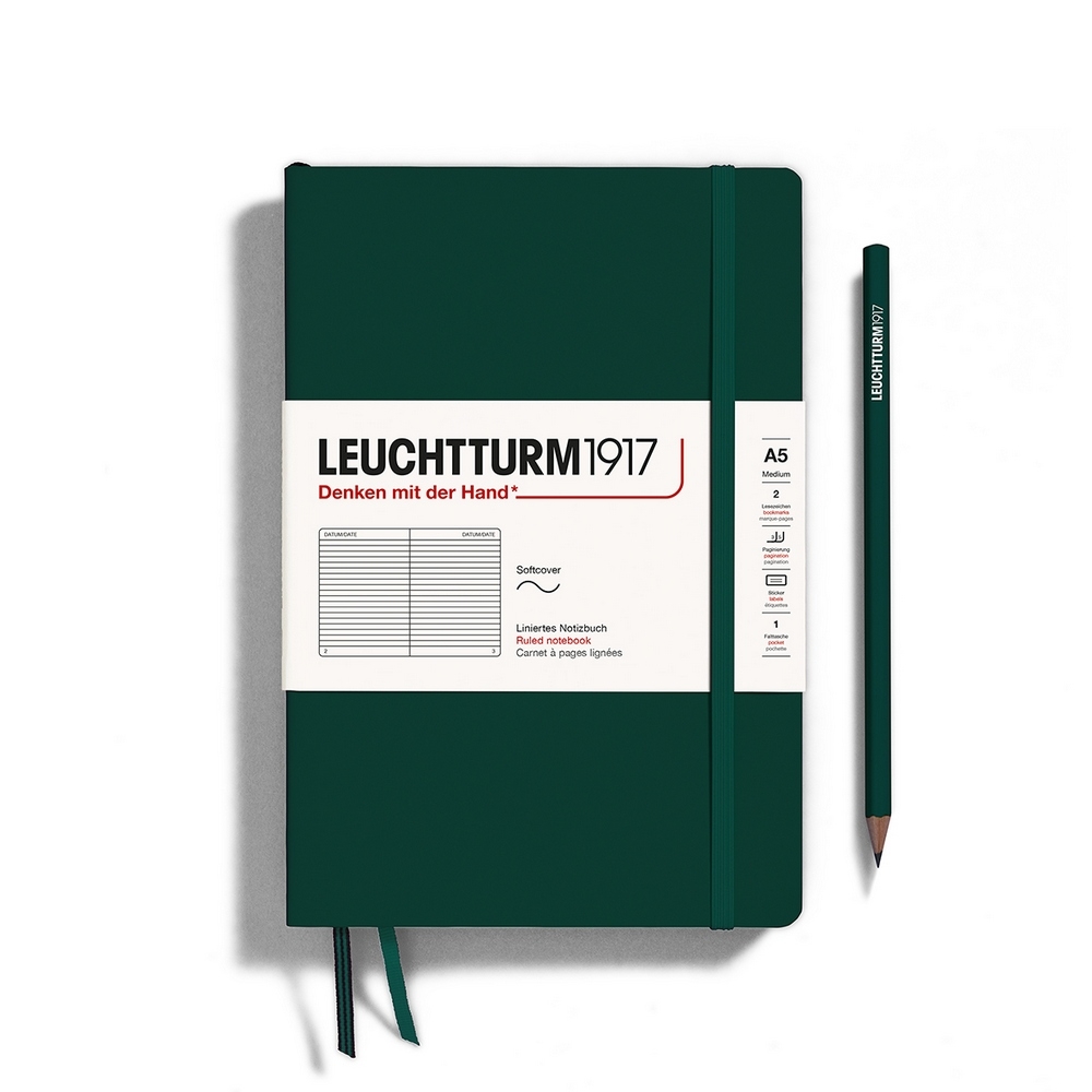Leuchtturm1917 Notizbuch Medium Softcover A5 Natural Colours Forest Green Liniert von Leuchtturm1917