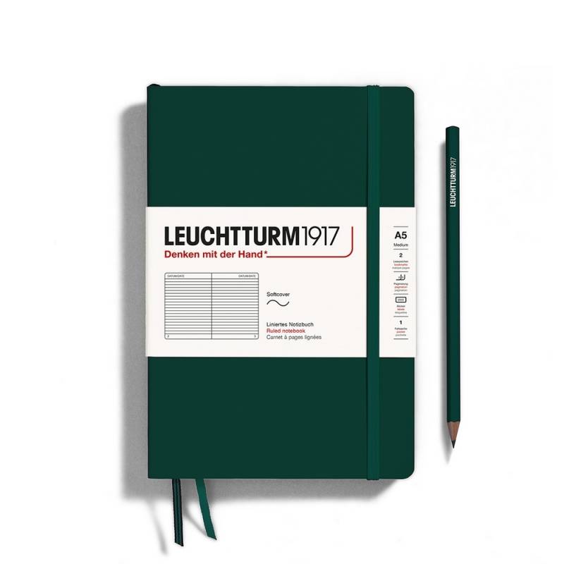 Leuchtturm1917 Notizbuch Medium Softcover A5 Natural Colours Forest Green Liniert von Leuchtturm1917