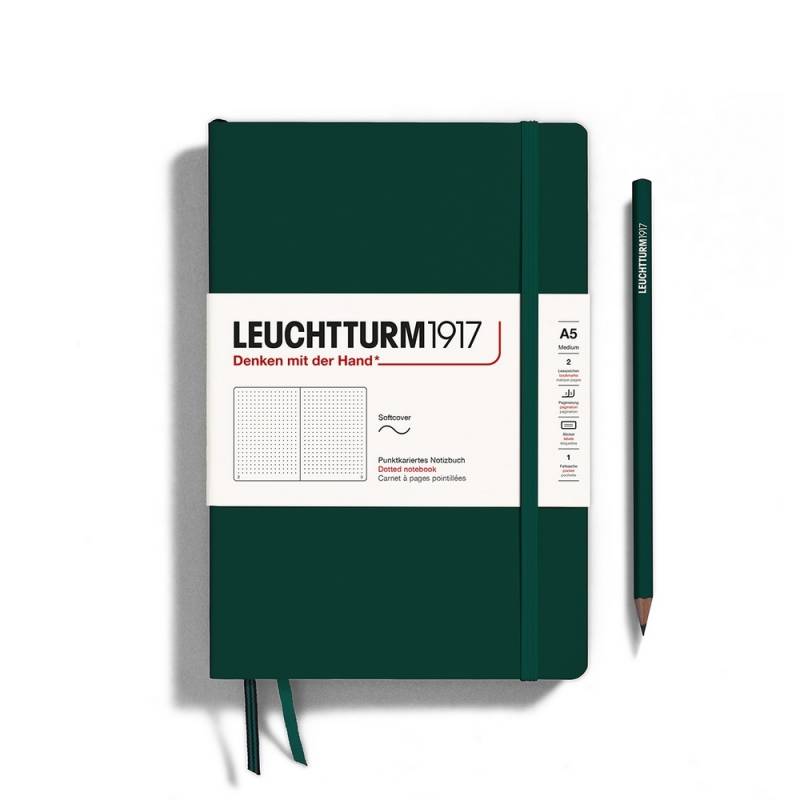 Leuchtturm1917 Notizbuch Medium Softcover A5 Natural Colours Forest Green Punktkariert von Leuchtturm1917