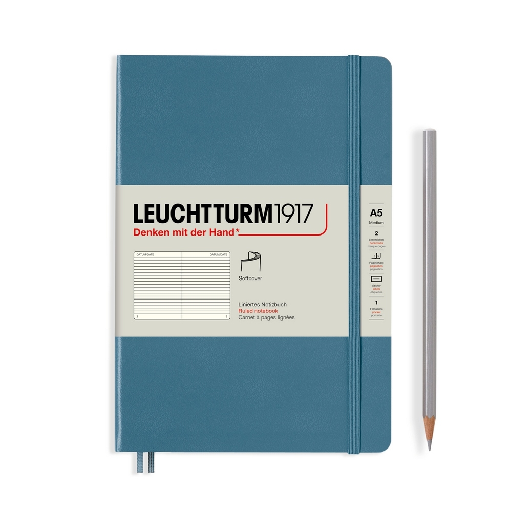 Leuchtturm1917 Notizbuch Medium Softcover A5 Stone Blue, liniert von Leuchtturm1917