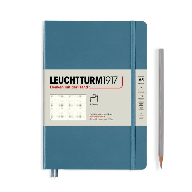 Leuchtturm1917 Notizbuch Medium Softcover A5 Stone Blue, punktkariert von Leuchtturm1917
