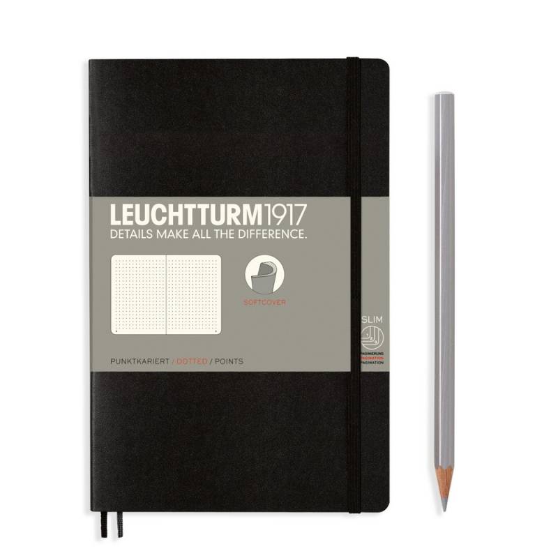 Leuchtturm1917 Notizbuch Paperback Softcover B6+ Schwarz punktkariert von Leuchtturm1917