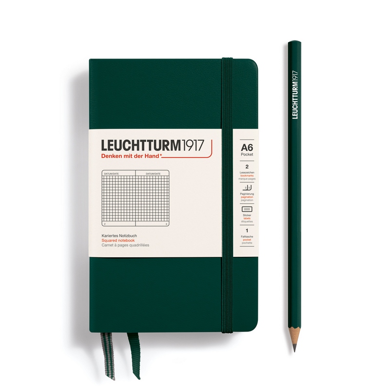 Leuchtturm1917 Notizbuch Pocket A6 Hardcover Forest Green Kariert von Leuchtturm1917