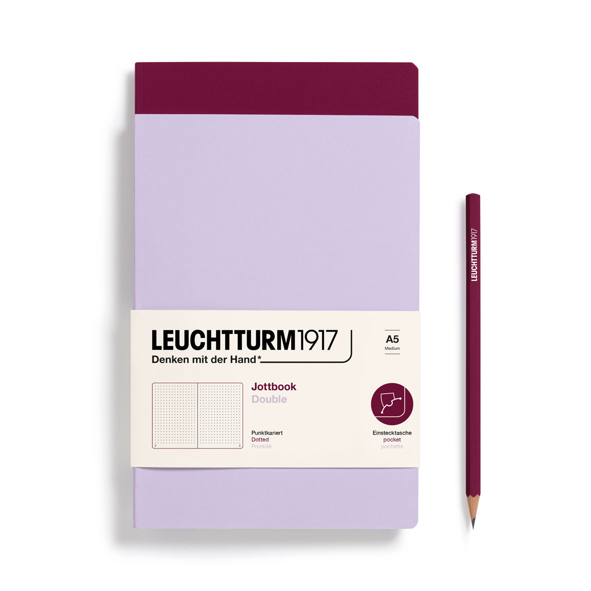 Leuchtturm1917 Notizheft Jottbook Medium A5 Lilac/Port Red Punktkariert 2 Stk. von Leuchtturm1917