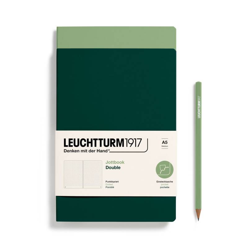 Leuchtturm1917 Notizheft Jottbook Medium A5 Salbei/Forest Green Punktkariert 2 Stk. von Leuchtturm1917