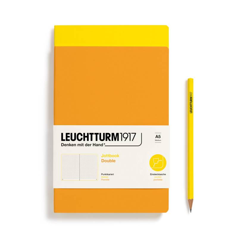 Leuchtturm1917 Notizheft Jottbook Medium A5 Zitrone/Rising Sun Punktkariert 2 Stk. von Leuchtturm1917