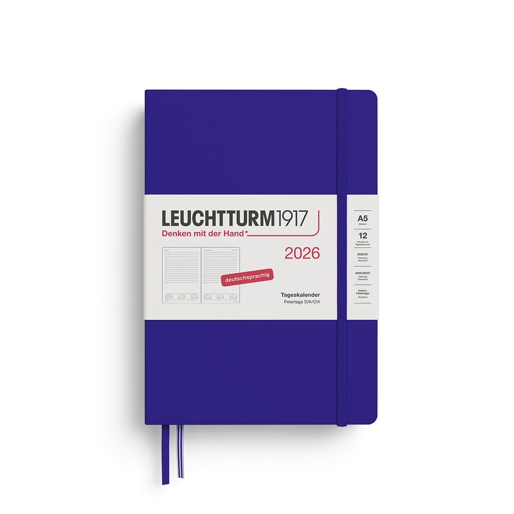 Leuchtturm1917 Tageskalender 1 Tag auf 1 Seite 2026 Medium A5 Hardcover Ink von Leuchtturm1917
