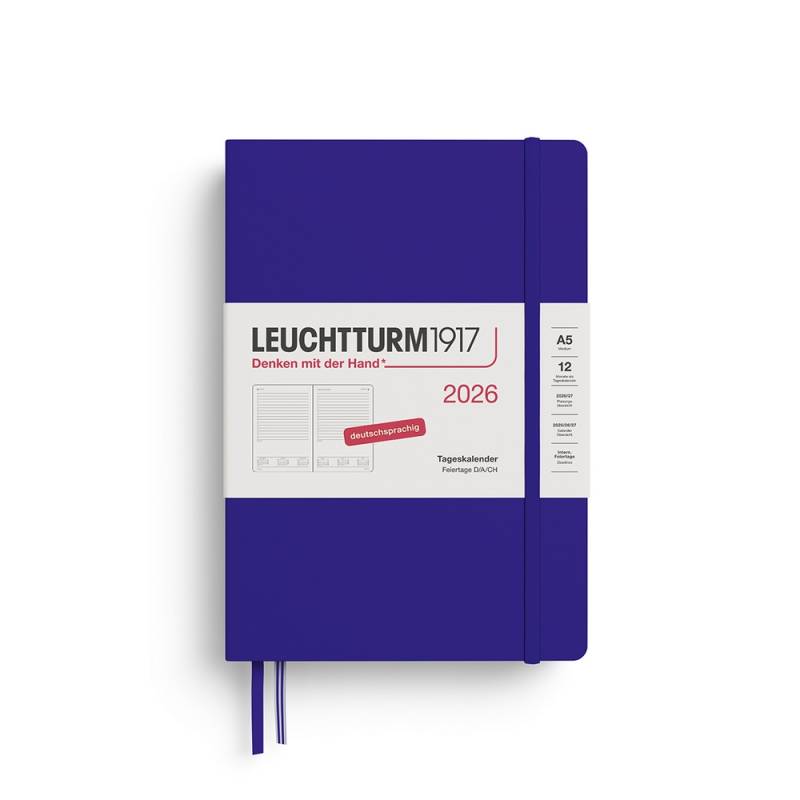 Leuchtturm1917 Tageskalender 1 Tag auf 1 Seite 2026 Medium A5 Hardcover Ink von Leuchtturm1917