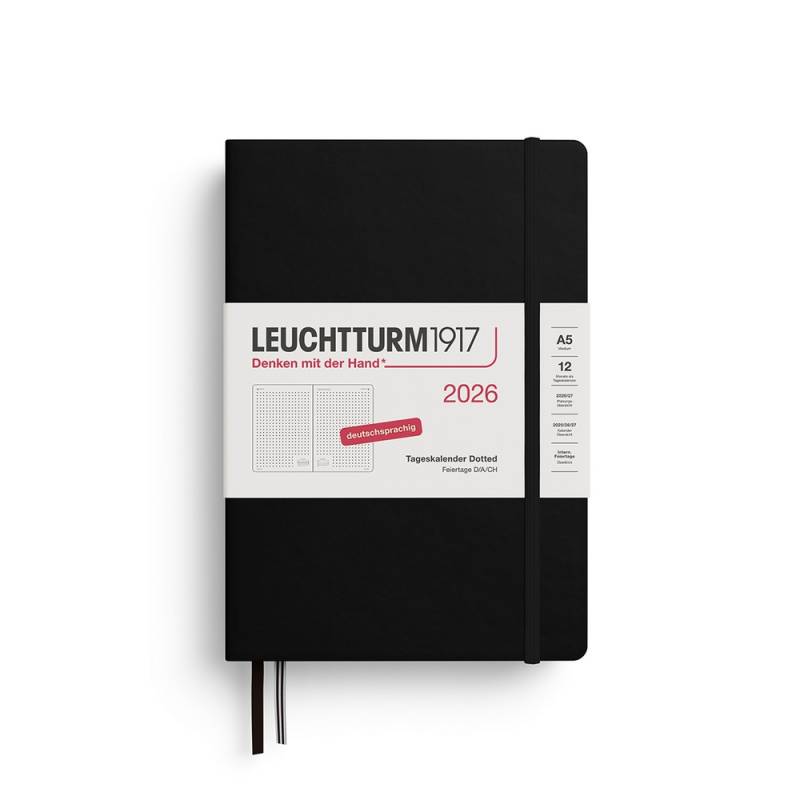 Leuchtturm1917 Tageskalender 1 Tag auf 1 Seite 2026 Medium A5 Hardcover Schwarz, punktkariert Leuchtturm1917 Tageskalender 1 Tag auf 1 Seite 2026 Medium A5 Hardcover Schwarz, punktkariert von Leuchtturm1917
