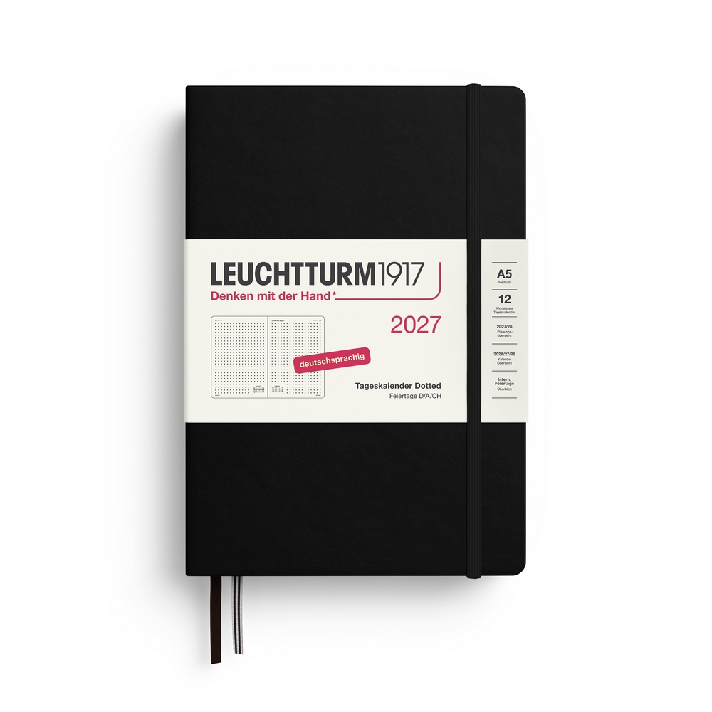 Leuchtturm1917 Tageskalender 1 Tag auf 1 Seite 2027 Medium A5 Hardcover Schwarz Punktkariert Leuchtturm1917 Tageskalender 1 Tag auf 1 Seite 2027 Medium A5 Hardcover Schwarz Punktkariert von Leuchtturm1917