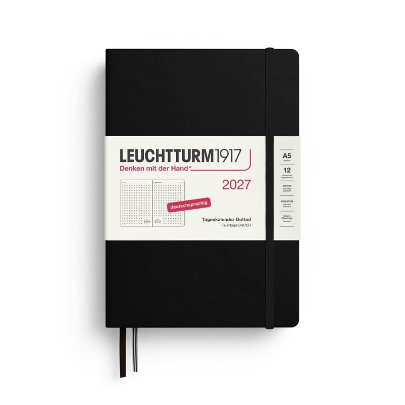 Leuchtturm1917 Tageskalender 1 Tag auf 1 Seite 2027 Medium A5 Hardcover Schwarz Punktkariert Leuchtturm1917 Tageskalender 1 Tag auf 1 Seite 2027 Medium A5 Hardcover Schwarz Punktkariert von Leuchtturm1917