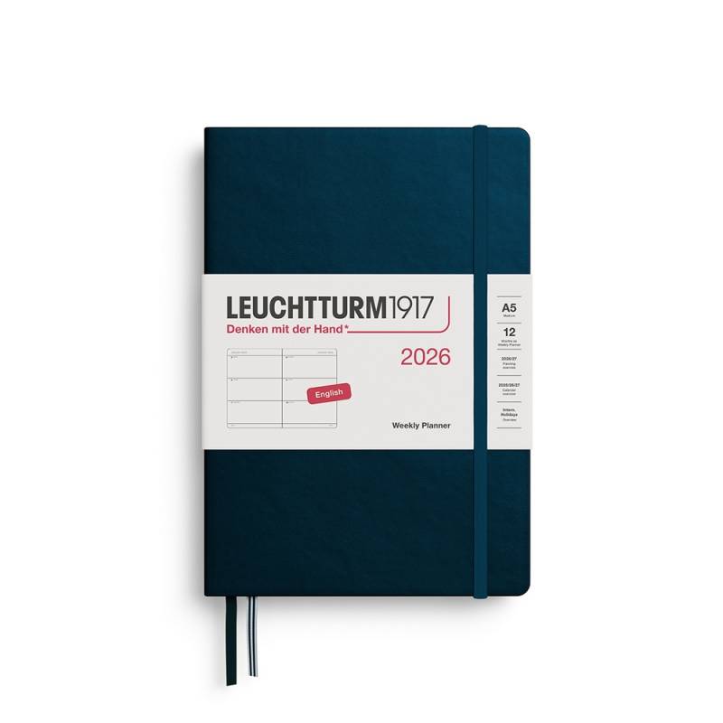 Leuchtturm1917 Wochenkalender 1 Woche auf 2 Seiten 2026 Medium A5 Hardcover Deep Sea Englisch von Leuchtturm1917