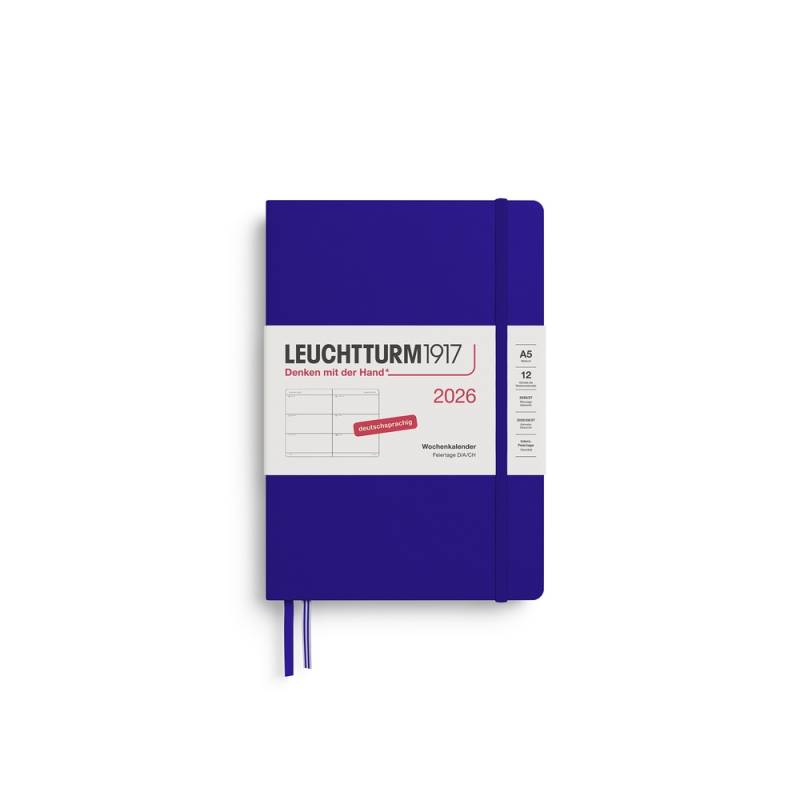 Leuchtturm1917 Wochenkalender 1 Woche auf 2 Seiten 2026 Medium A5 Hardcover Ink von Leuchtturm1917