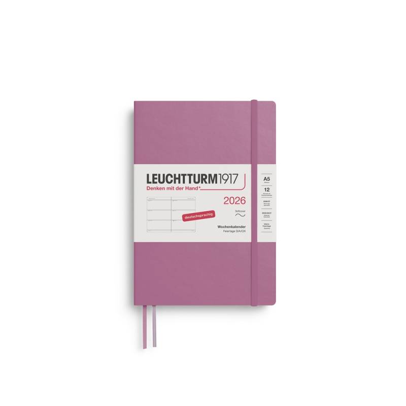 Leuchtturm1917 Wochenkalender 1 Woche auf 2 Seiten 2026 Medium A5 Softcover Dusty Rose von Leuchtturm1917