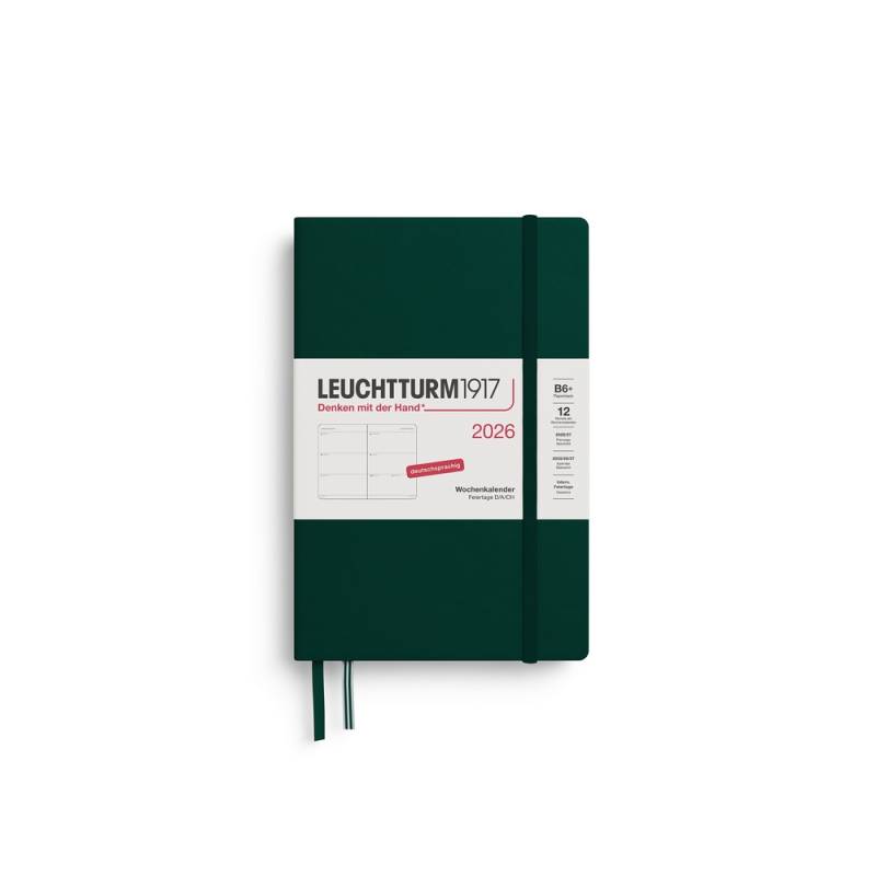 Leuchtturm1917 Wochenkalender 1 Woche auf 2 Seiten 2026 Paperback B6+ Hardcover Forest Green von Leuchtturm1917
