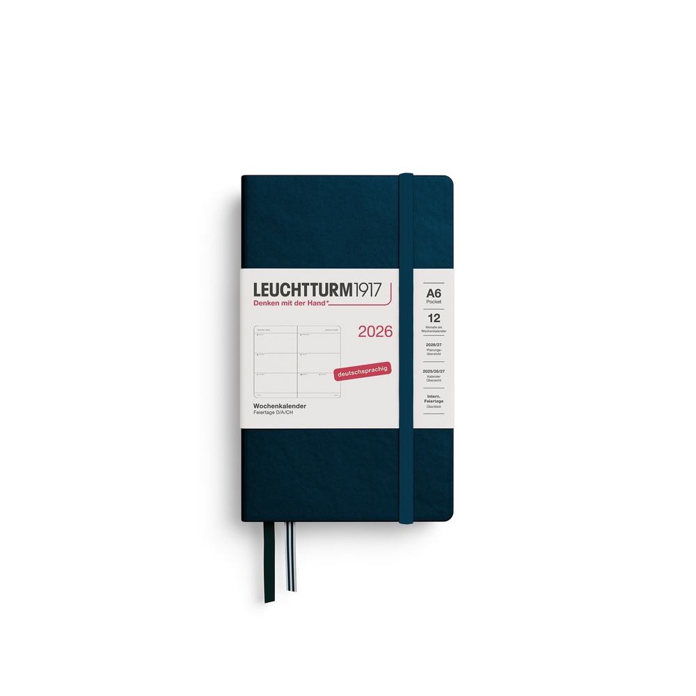 Leuchtturm1917 Wochenkalender 1 Woche auf 2 Seiten 2026 Pocket A6 Hardcover Deep Sea von Leuchtturm1917