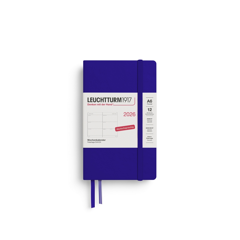 Leuchtturm1917 Wochenkalender 1 Woche auf 2 Seiten 2026 Pocket A6 Hardcover Ink von Leuchtturm1917